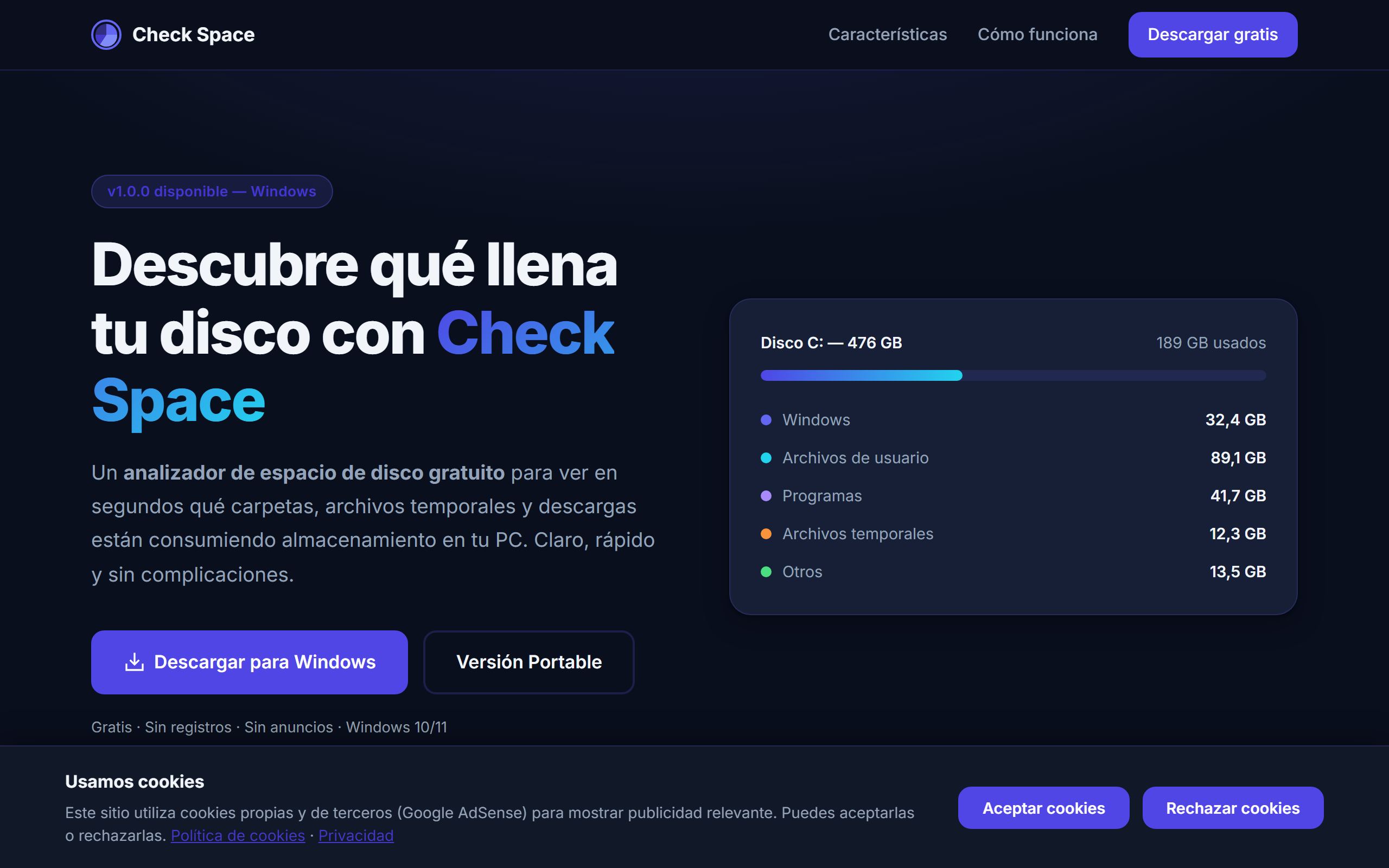 Vista previa de la web de Check Space Docs